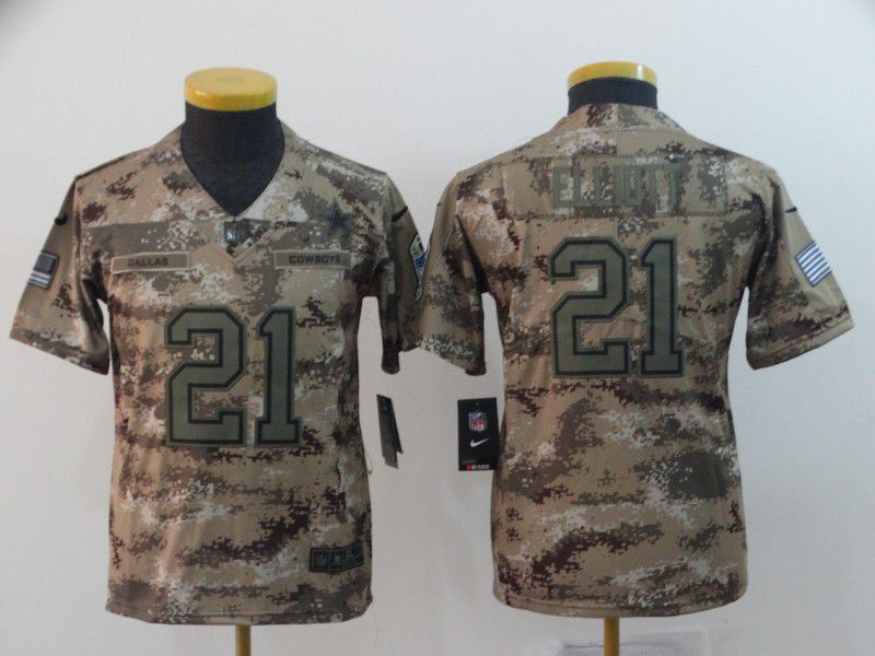 Youth Dallas cowboys #21 Elliott Nike Camo Salute to Service Retired Player Limited NFL Jersey